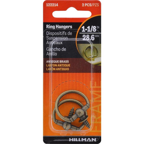 HILLMAN Antique Gold Round Ring Hanger 2 pk, Pack of 10