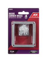 Ace 2-1/2 in. H X 3.75 in. W X 2-1/2 in. D Galvanized Steel Inside L Corner Brace