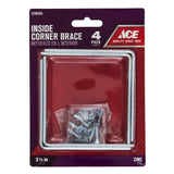Ace 3-1/2 in. H X 4.75 in. W X 3-1/2 in. D Zinc Inside L Corner Brace, Pack of 5