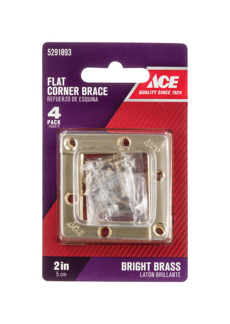 Ace 2 in. H X 2.750 in. W X 2 in. D Brass Flat Corner Brace, Pack of 5