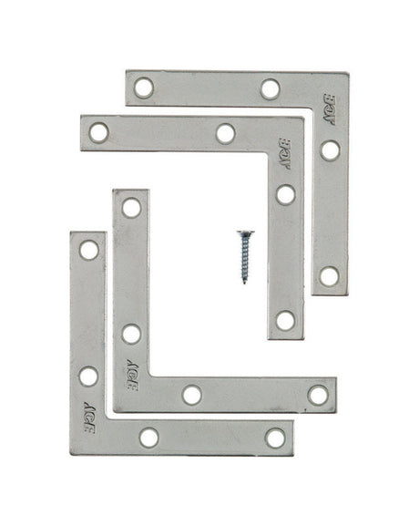 Ace 3 in. H X 3.75 in. W X 3 in. D Zinc Flat Corner Brace, Pack of 5