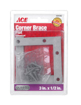 Ace 3 in. H X 3.75 in. W X 3 in. D Steel Flat Corner Brace