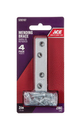 Ace 3 in. H X 0.625 in. W X .87 in. L Zinc Mending Brace, Pack of 10
