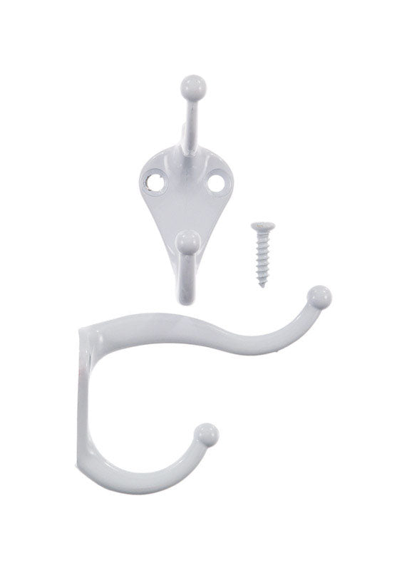 Ace 3 in. L Galvanized White Metal Small Coat and Hat Hook 2 pk, Pack of 5