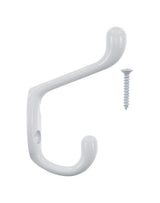 Ace 3 in. L Painted White Metal Medium Heavy Duty Coat and Hat Hook 1 pk, Pack of 5