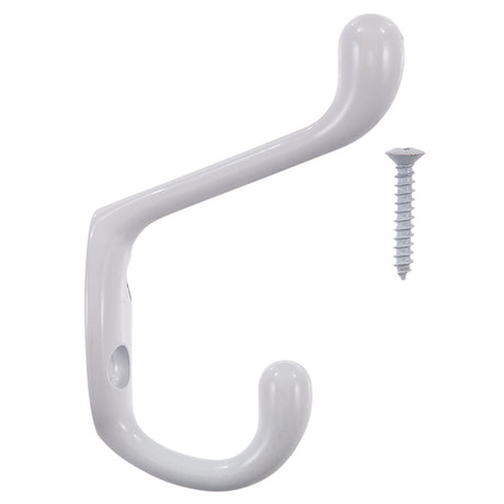 Ace 3 in. L Painted White Metal Medium Heavy Duty Coat and Hat Hook 1 pk, Pack of 5