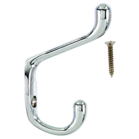 Ace 3 in. L Chrome Silver Metal Medium Heavy Duty Coat and Hat Hook 1 pk, Pack of 5