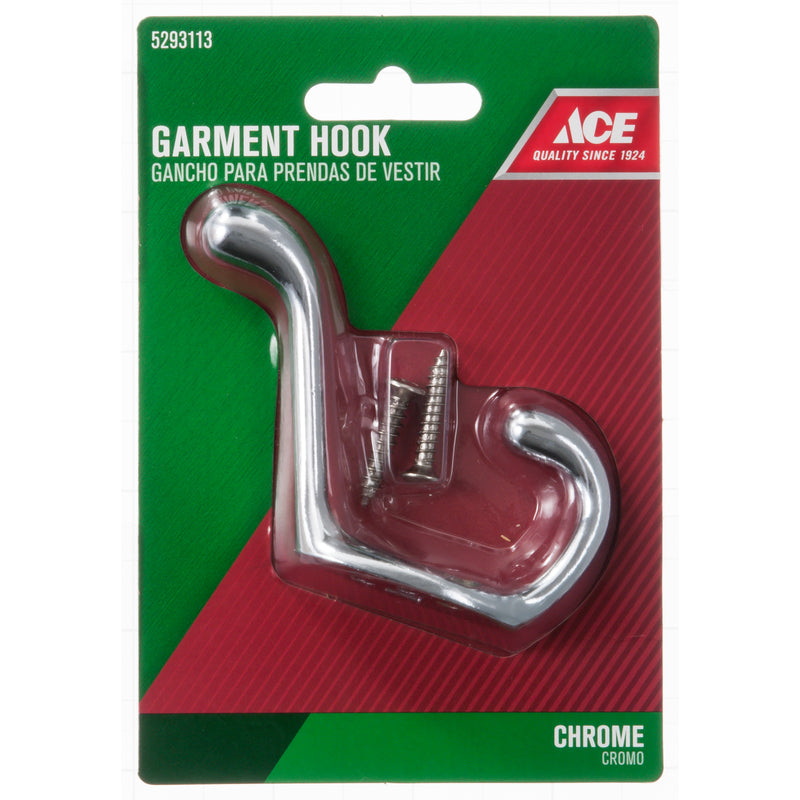 Ace 3 in. L Chrome Silver Metal Medium Heavy Duty Coat and Hat Hook 1 pk, Pack of 5
