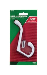 Ace 3-1/2 in. L White Metal Large Garment Hook 1 pk, Pack of 5