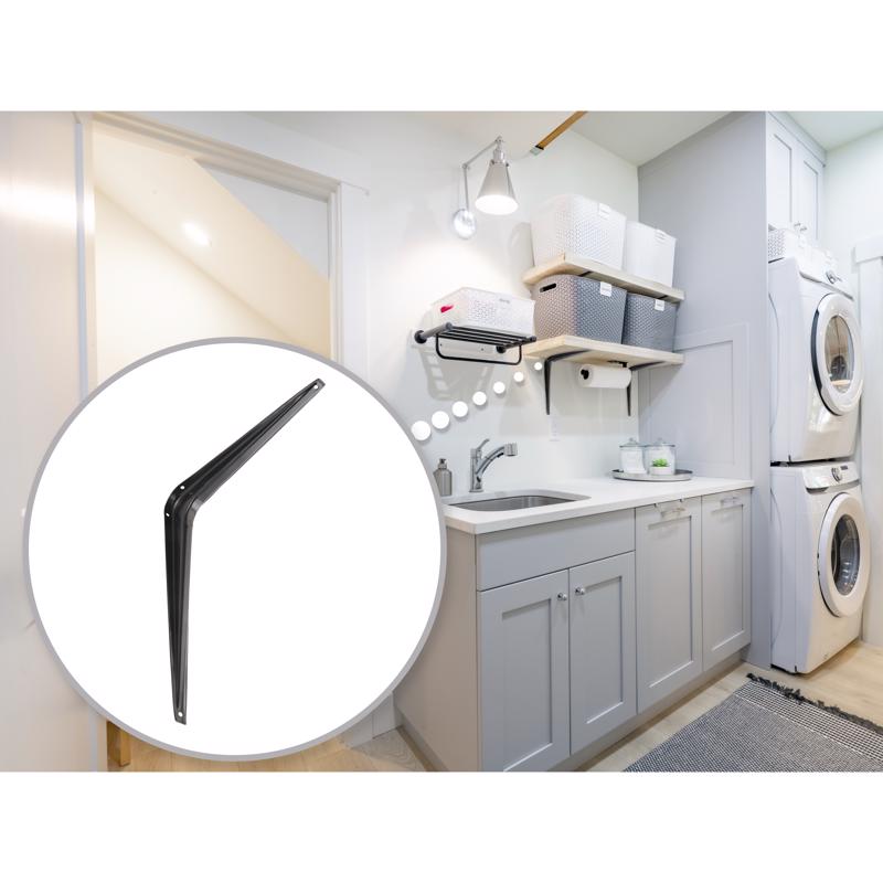 Hampton Black Steel Shelf Support 18 Ga. 10 in. L 100 lb, Pack of 10