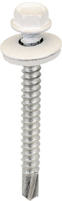 Acorn International SW-MM122W250 Screw, 2 in L, Hex Drive, Self-Drilling Point, Powder-Coated, White, 250/BAG