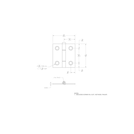 Ace 2.75 in. W X 1-1/2 in. L Zinc Plated Silver Zinc Narrow Hinge 2 pk, Pack of 5