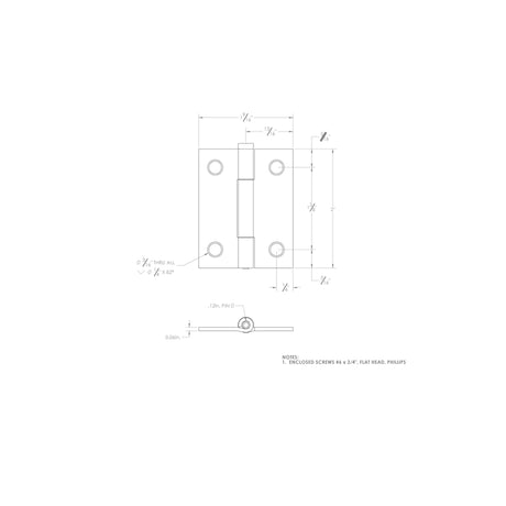Ace 2.75 in. W X 2 in. L Zinc Plated Silver Zinc Narrow Hinge 2 pk, Pack of 5