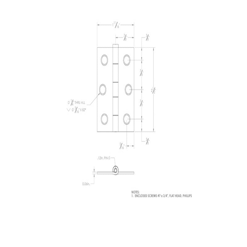 Ace 2-1/2 in. L Zinc-Plated Narrow Hinge 2 pk, Pack of 5
