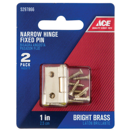 Ace 2.75 in. W X 1 in. L Bright Brass Brass Narrow Hinge 2 pk, Pack of 5