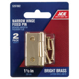 Ace 2.75 in. W X 1-1/2 in. L Bright Brass Brass Narrow Hinge 2 pk, Pack of 5