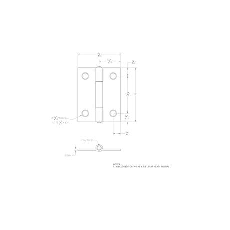 Ace 2.75 in. W X 2 in. L Chrome Steel Narrow Hinge 2 pk, Pack of 5