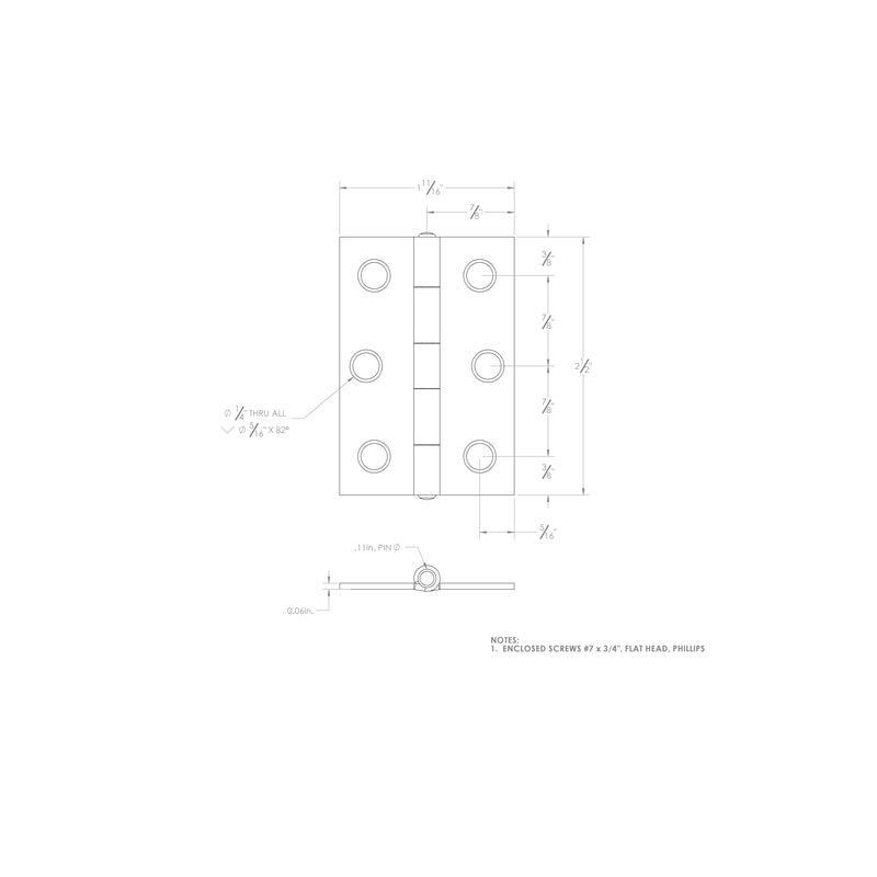 Ace 2-1/2 in. L Bright Brass Narrow Hinge 2 pk, Pack of 5