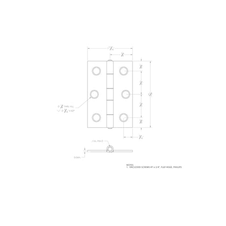 Ace 2-1/2 in. L Bright Brass Narrow Hinge 2 pk, Pack of 5