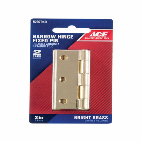 Ace 2 in. W X 3 in. L Bright Brass Brass Narrow Hinge 2 pk, Pack of 5