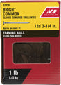Ace 12D 3-1/4 in. Common Bright Steel Nail Round Head 1 lb