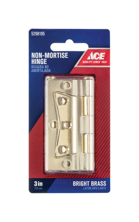 Ace 2.75 in. W X 3 in. L Bright Brass Brass Non-Mortise Hinge 2 pk, Pack of 5