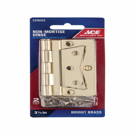 Ace 2.75 in. W X 3.5 in. L Zinc Plated Brass Non-Mortise Hinge 2 pk, Pack of 5