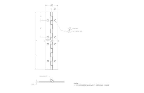 Ace 1-1/2 in. W X 12 in. L Bright Brass Steel Continuous Hinge 1 pk
