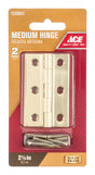 Ace 2-1/2 in. W X 1-9/16 in. L Polished Brass Brass Medium Hinge 2 pk