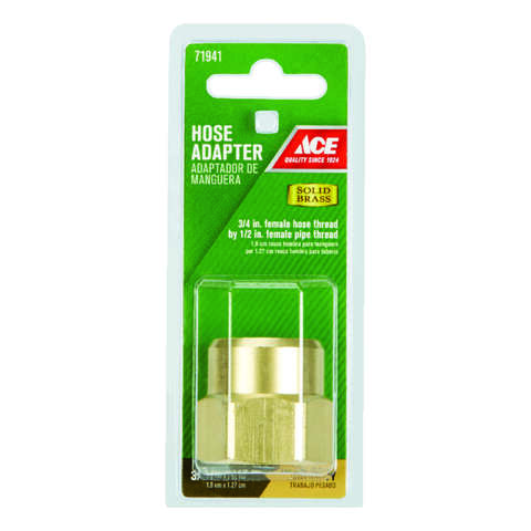 Ace 3/4 in. FHT x 1/2 in. FPT in. Brass Threaded Female Hose Adapter, Pack of 5