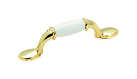 Amerock Allison Allison Cabinet Pull 3 in. White/Polished Brass 1 pk