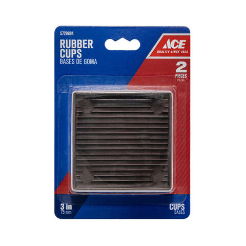 Ace Rubber Caster Cup Brown Square 3 in. W X 3 in. L 2 pk