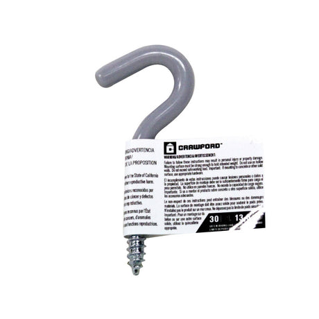 Crawford 3.5 in. L Vinyl Coated Gray Steel Small Storage Hook 30 lb. cap. 1 pk, Pack of 25