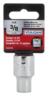 Vulcan MT6514715 Drive Socket, 3/8 in Socket, 1/2 in Drive, 12-Point, Chrome Vanadium Steel, Chrome