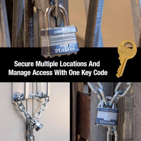 Master Lock 1.75 in. H X 1.75 in. W X 1-3/4 in. L Laminated Steel Dual Ball Bearing Locking Exterior, Pack of 6