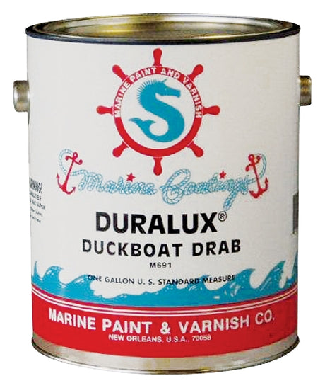 Duralux M691-1 Marine Enamel, Flat, Camouflage Duckboat Drab, 1 gal Can, Pack of 4
