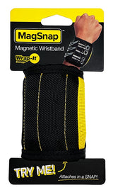 Wrap-It Storage MagSnap 100-MSWB-BL Magnetic Snap Wristband, 6-3/4 in L, 3-3/4 in W, 3 in H, Black