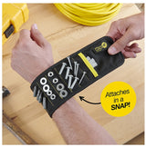 Wrap-It Storage MagSnap 100-MSWB-BL Magnetic Snap Wristband, 6-3/4 in L, 3-3/4 in W, 3 in H, Black
