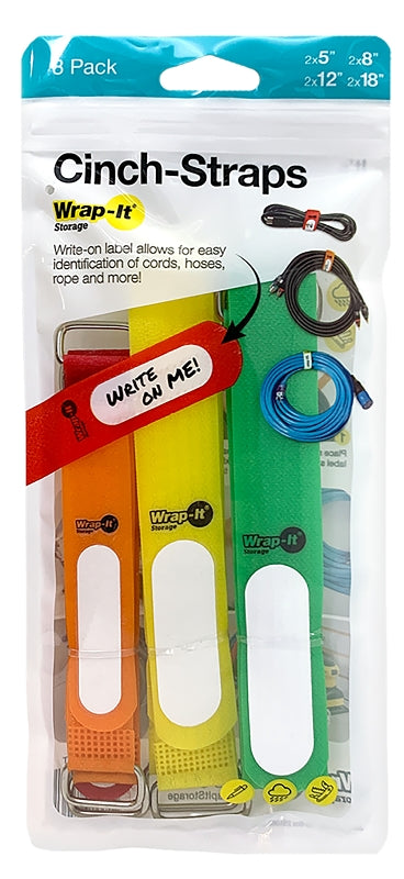 Wrap-It Storage 208-ASST Cinch Strap Storage Strap Set, Assorted