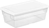 Sterilite 16428012 Storage Box, Plastic, Clear/White, 13-5/8 in L, 8-1/4 in W, 4-7/8 in H, Pack of 12