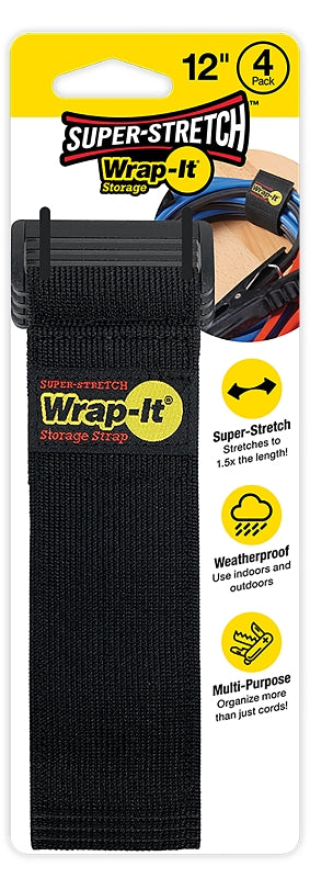 Wrap-It Storage 704-12B Storage Strap, 12 in L, 2 in W, Fastening Method: Hook and Loop
