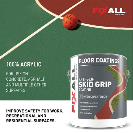 FixALL Skid Grip Series F06555-1-E Anti-Slip Coating, Flat, Emerald, 1 gal