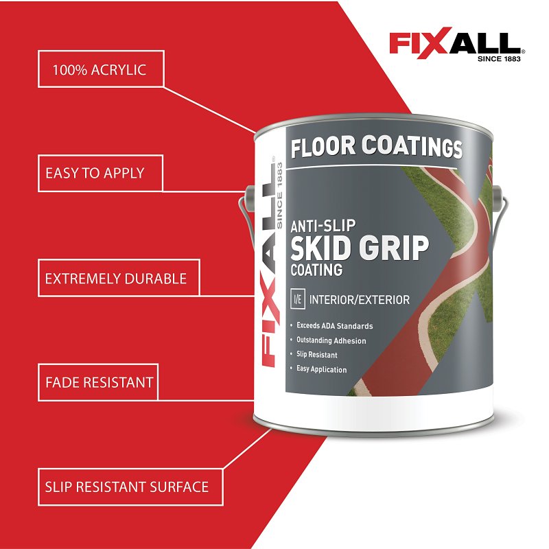 FixALL Skid Grip Series F06565-1-E Anti-Slip Coating, Flat, Slate, 1 gal