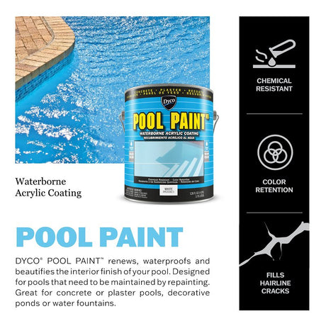 Dyco POOL PAINT DYC3150/1 Swimming Pool Paint, Semi-Gloss, White, 1 gal