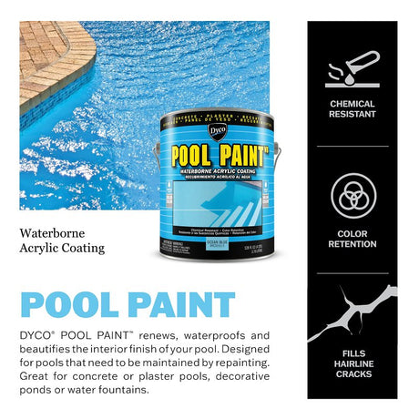 Dyco POOL PAINT DYC3151/1 Swimming Pool Paint, Semi-Gloss, Ocean Blue, 1 gal
