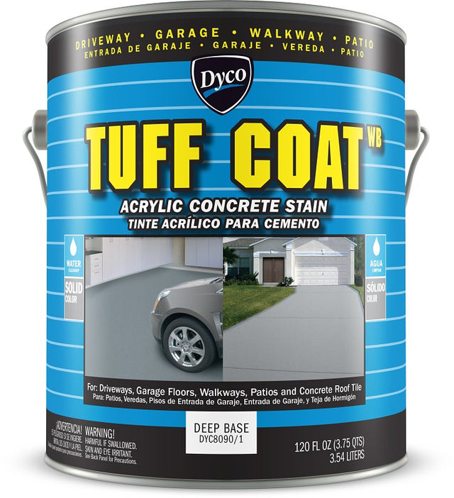 Dyco TUFF COAT DYC8090/1 Concrete Stain, Deep Base Satin, White, Liquid, 1 gal