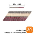 ProFIT 0600271 Collated Nail, 3 in x 0.12 in, 30-Degree, Bright Finish, Smooth Shank, Paper Tape Framing Nails, 2500/Box