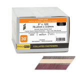 ProFIT 0600271 Collated Nail, 3 in x 0.12 in, 30-Degree, Bright Finish, Smooth Shank, Paper Tape Framing Nails, 2500/Box