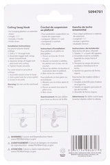 Landscapers Select GB0093L Ceiling Hook, 2-3/16 in H, Zinc, White, Ceiling Mount Mounting