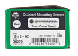 HILLMAN No. 10 X 2-1/2 in. L Phillips Black Phosphate Coarse Cabinet Screws 100 pk